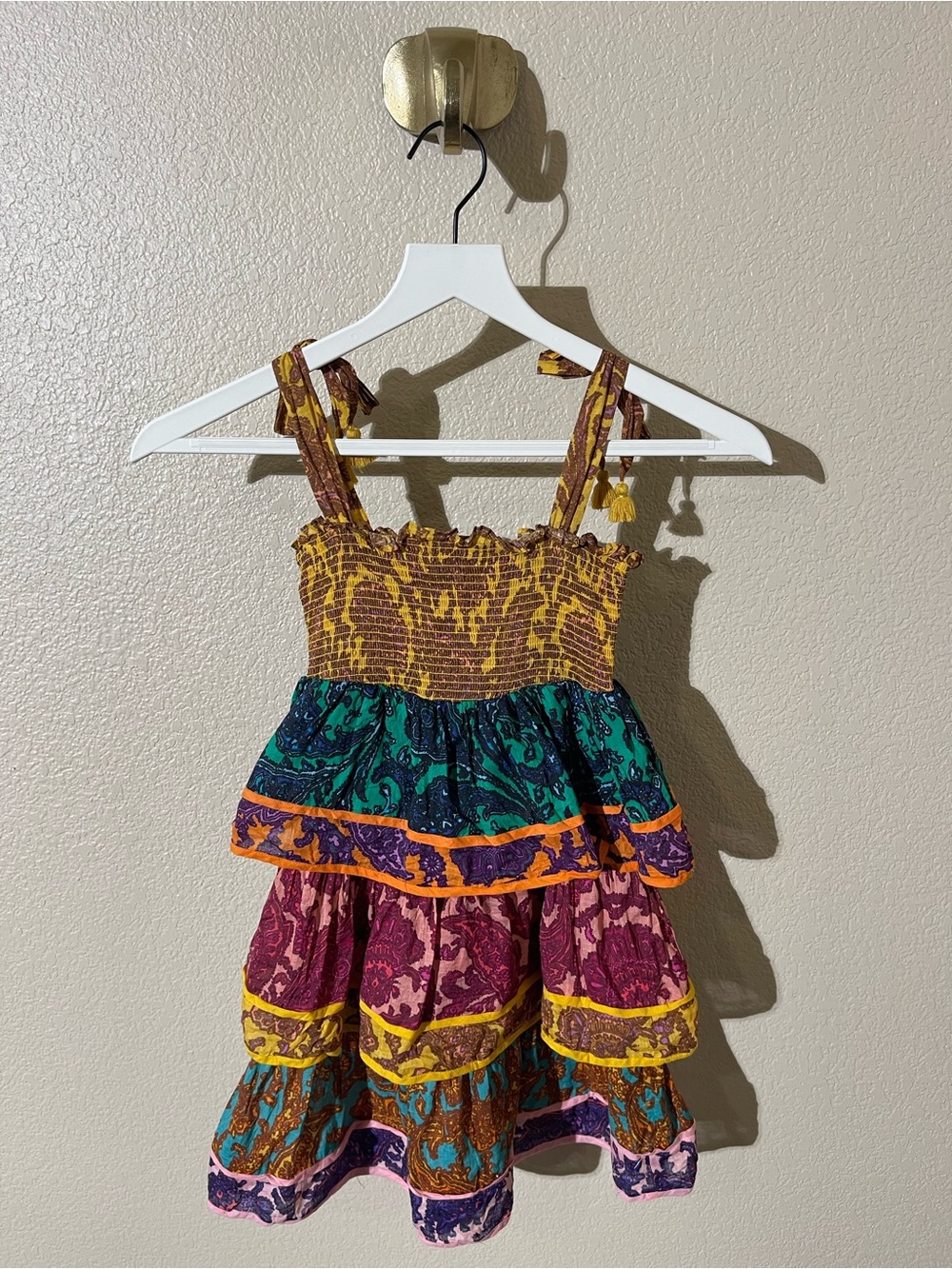 Zimmermann Colorful Tiered Boho Sundress in Mustard, Teal, Burgundy & Purple